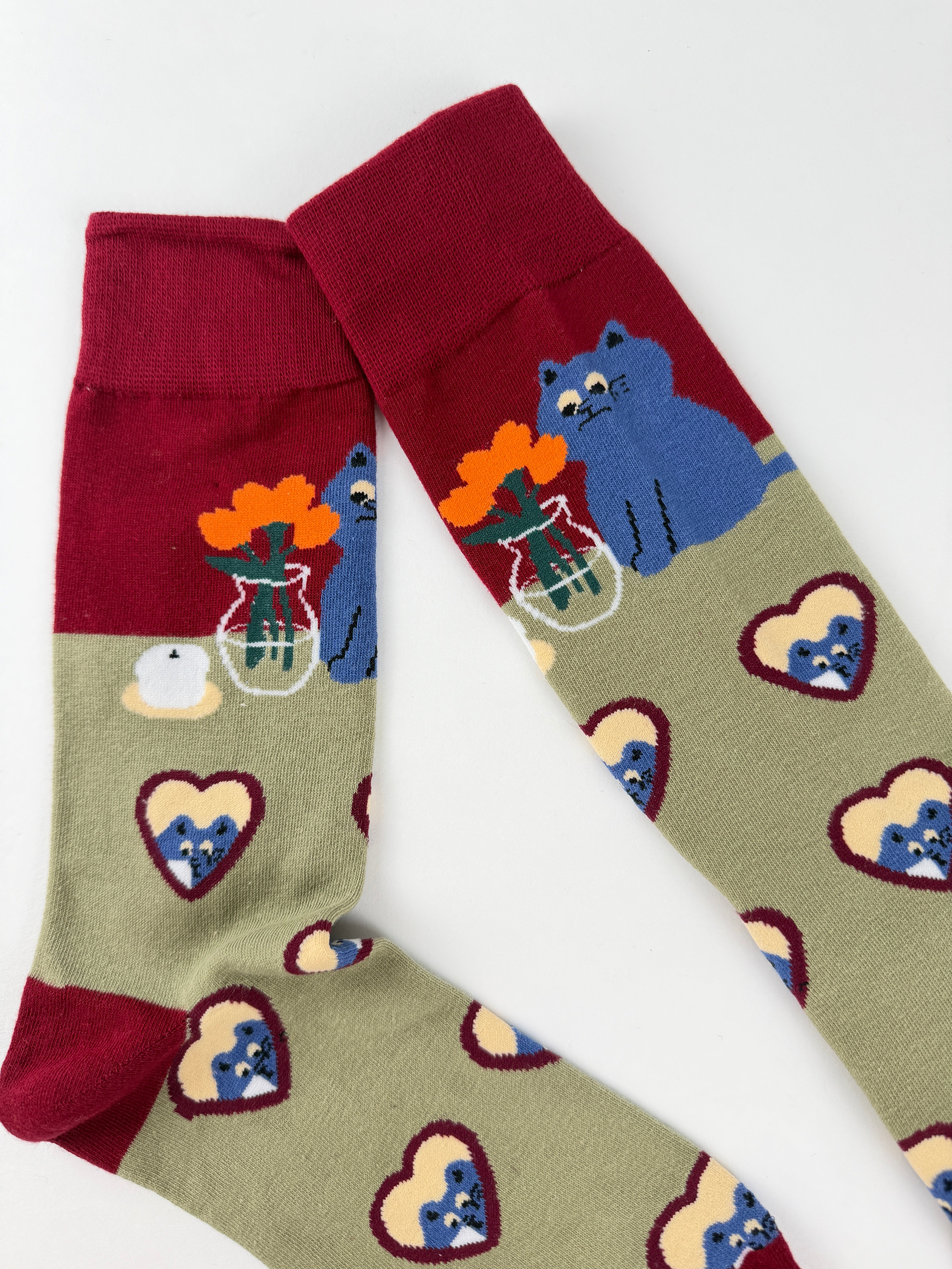 Cute Cat Heart Crew Socks
