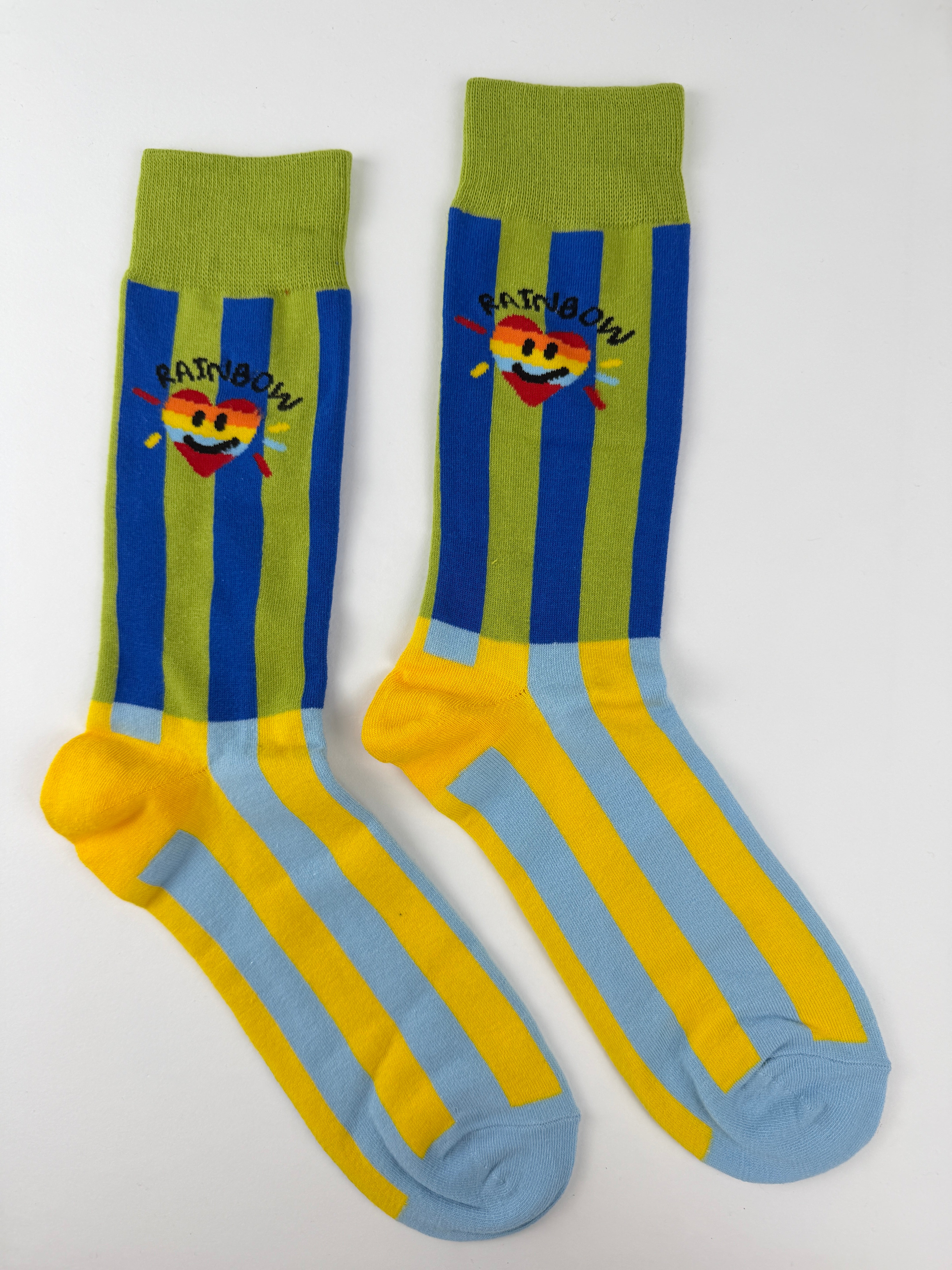 Valentine’s Socks – Rainbow Heart Striped Crew Socks Unisex