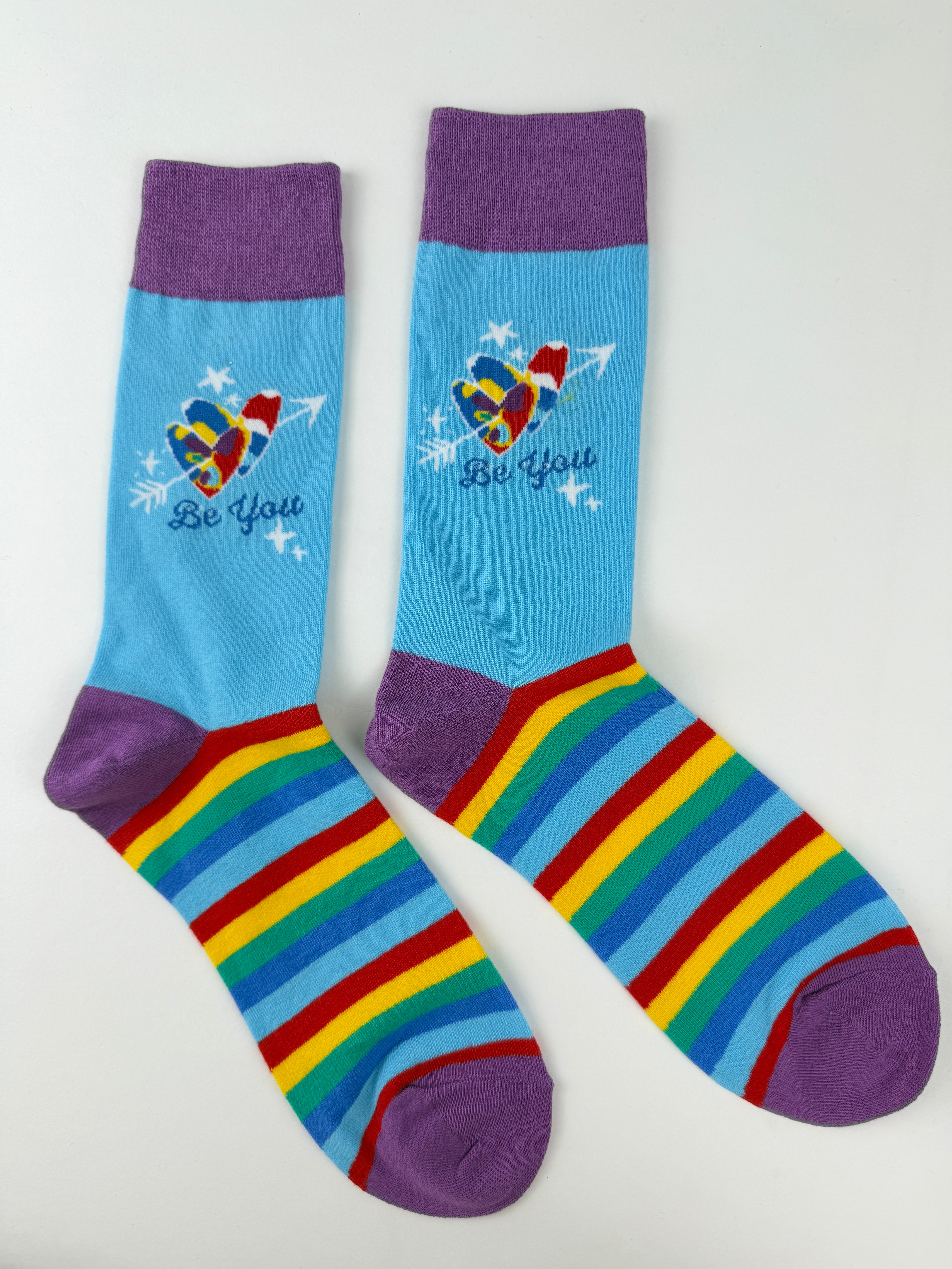 Valentine’s Socks – Be You Rainbow Heart Crew Socks Unisex
