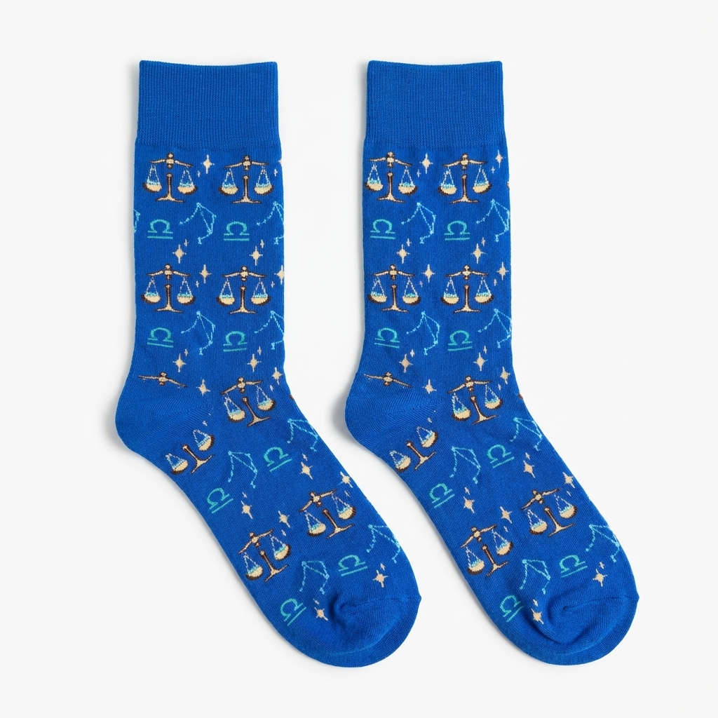 Constellation – Libra Zodiac Scales Socks Blue