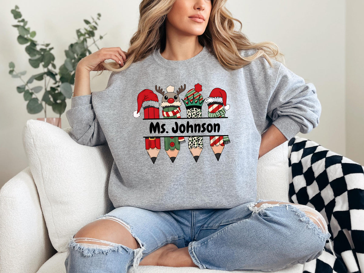 Personalized Teacher Christmas Adult Sweatshirt